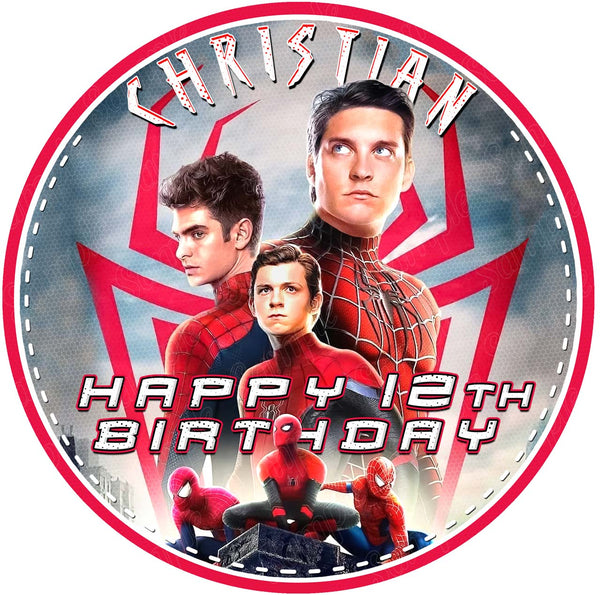 SpiderMan Multiverse Peter Parker Edible Cake Toppers Round