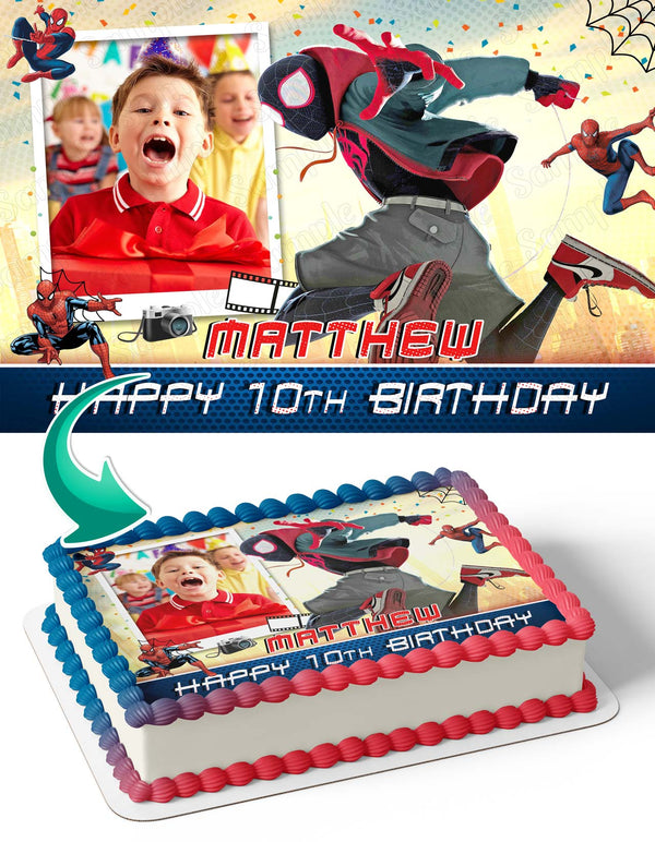 Spiderman Photo Frame Edible Cake Topper Image