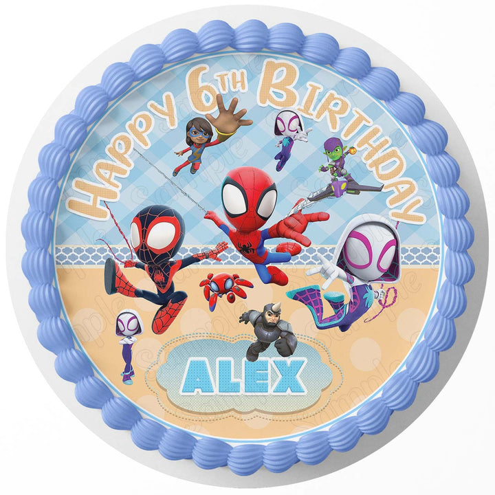 Spidey Spiderman Amazing Friends Boys HG Edible Cake Toppers Round