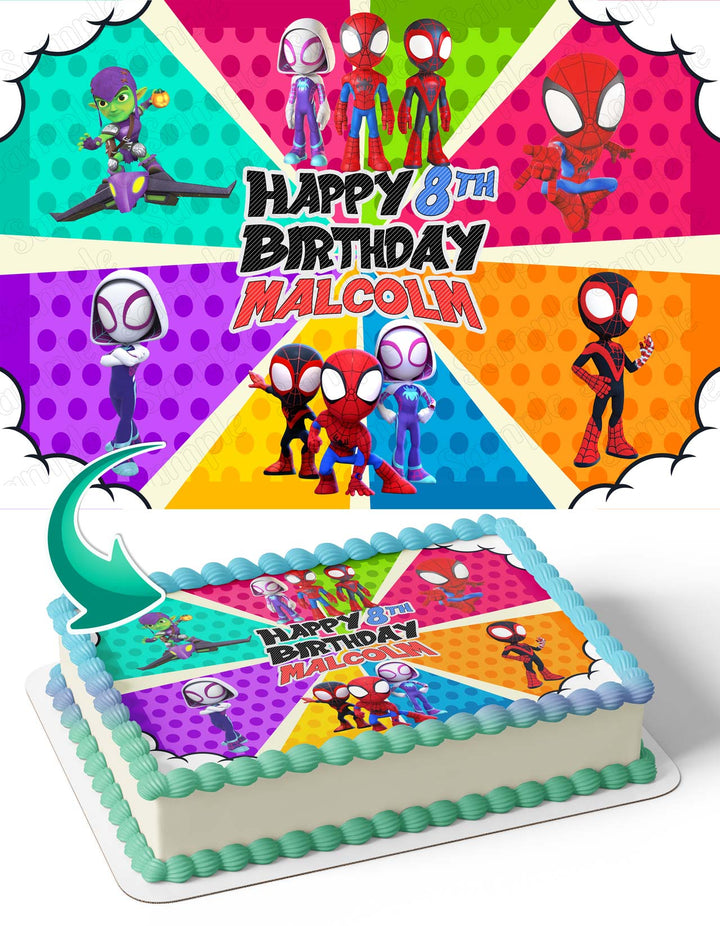 Spidey Spiderman Color Kids Amazing Friends Edible Cake Toppers