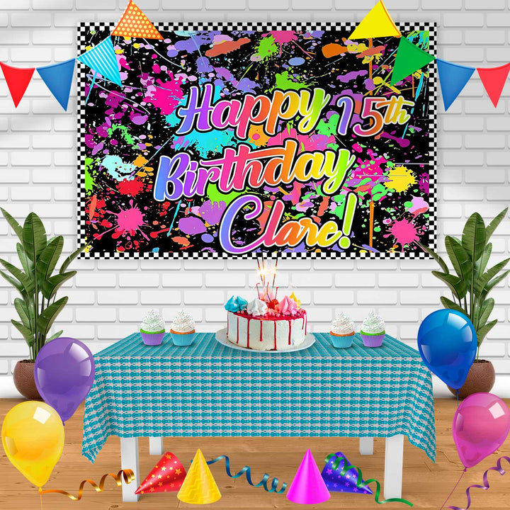 Splash Paint Birthday Banner Personalized Party Backdrop Decoration