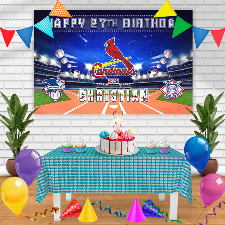 St Louis Cardinals Birthday Banner Personalized Party Backdrop Decoration