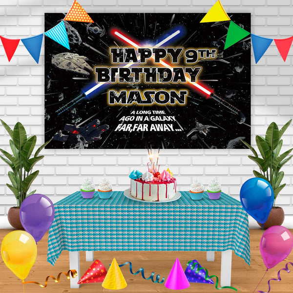 Star War Kjh Birthday Banner Personalized Party Backdrop Decoration