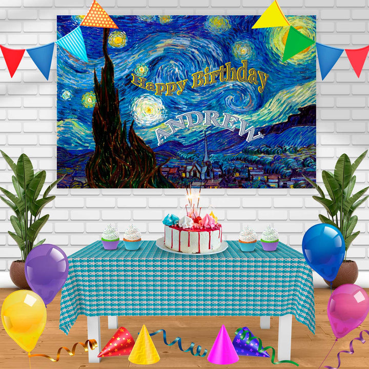 Starry Night Birthday Banner Personalized Party Backdrop Decoration