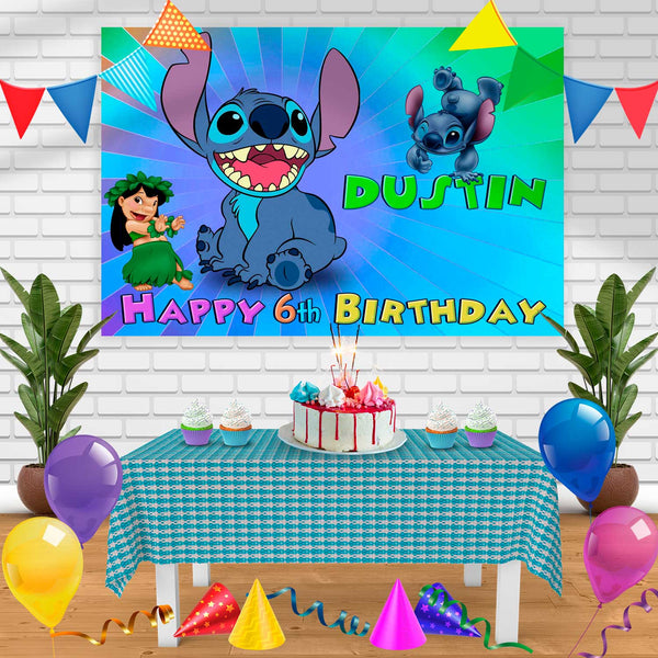 stich Birthday Banner Personalized Party Backdrop Decoration