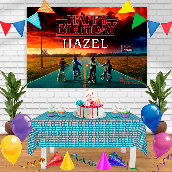 stranger things 3 Birthday Banner Personalized Party Backdrop Decoration