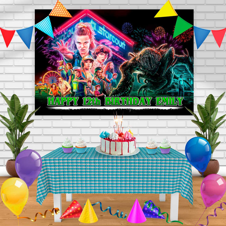 Stranger Things 4 Birthday Banner Personalized Party Backdrop Decoration