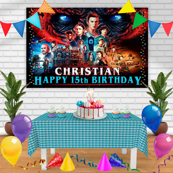 Stranger Things Season 4 Birthday Banner Personalized Party Backdrop Decoration