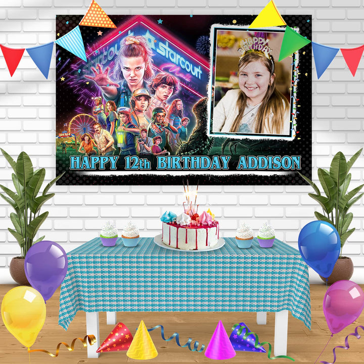 Stranger Things Season 3 Frame Birthday Banner Personalized Party Backdrop Decoration