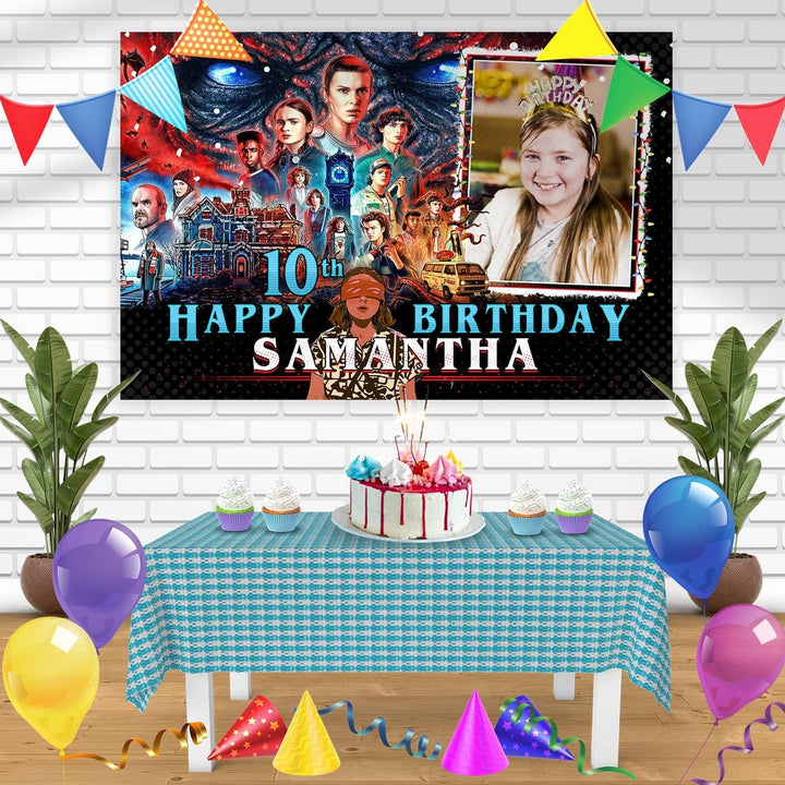 Stranger Things Season 4 Frame Birthday Banner Personalized Party Backdrop Decoration
