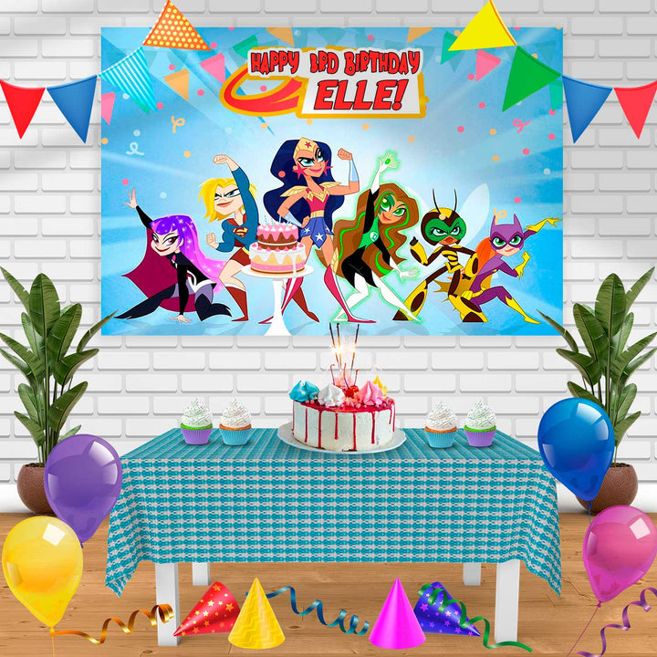 Super Hero Girls 2 Birthday Banner Personalized Party Backdrop Decoration