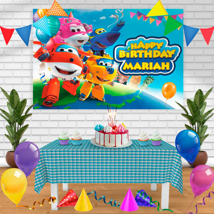 Super Wings Birthday Banner Personalized Party Backdrop Decoration