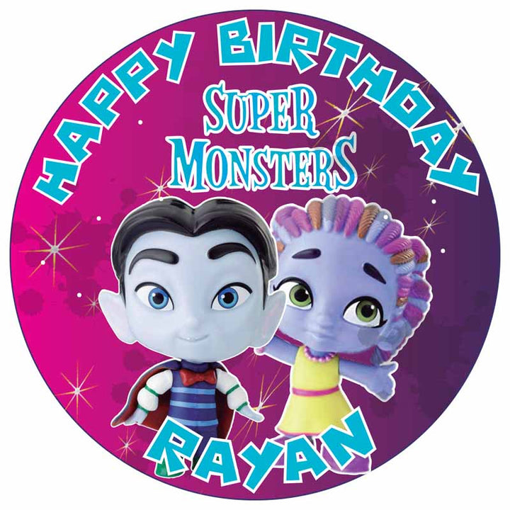 Super Monsters Edible Cake Toppers Round