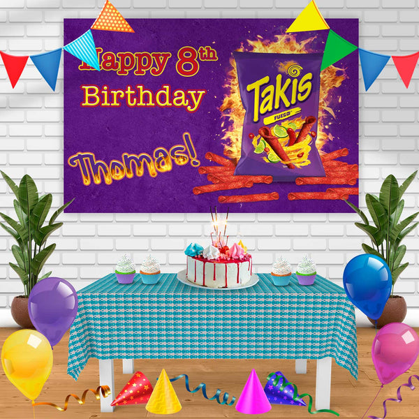 Takis Nachos Snack Birthday Banner Personalized Party Backdrop Decoration
