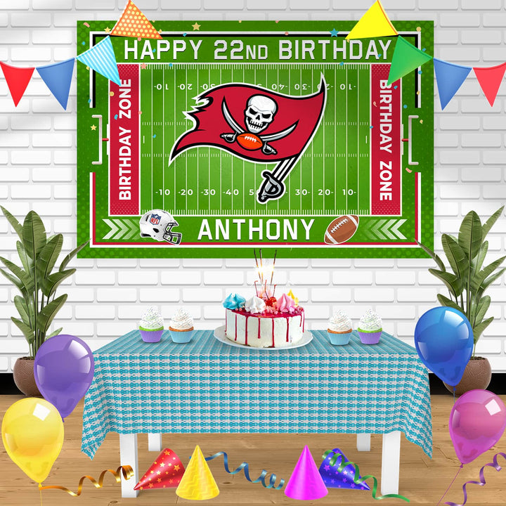 Tampa Bay Buccaneers Birthday Banner Personalized Party Backdrop Decoration