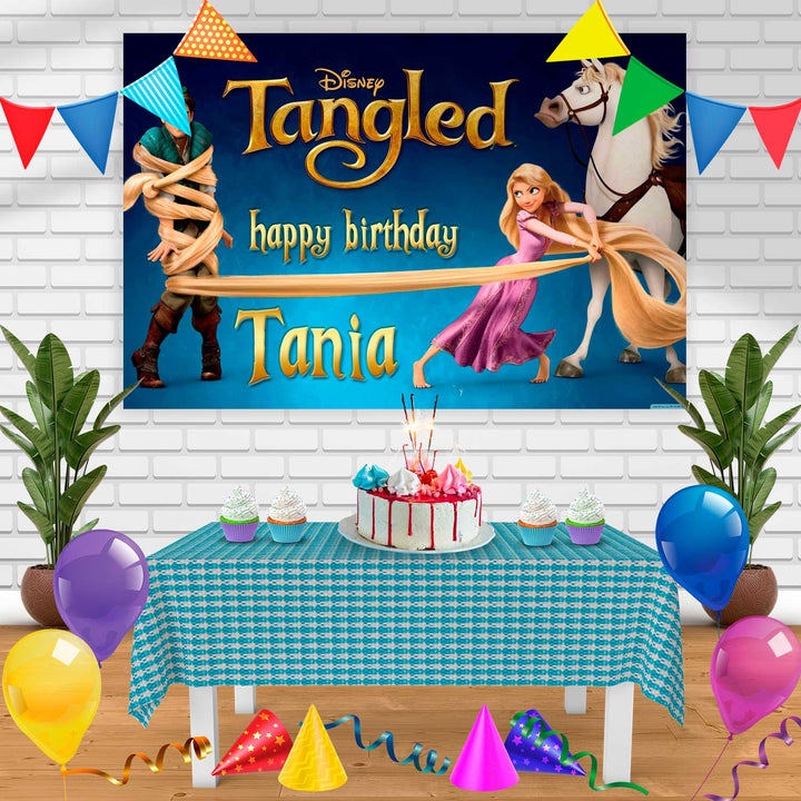 Tangled Birthday Banner Personalized Party Backdrop Decoration