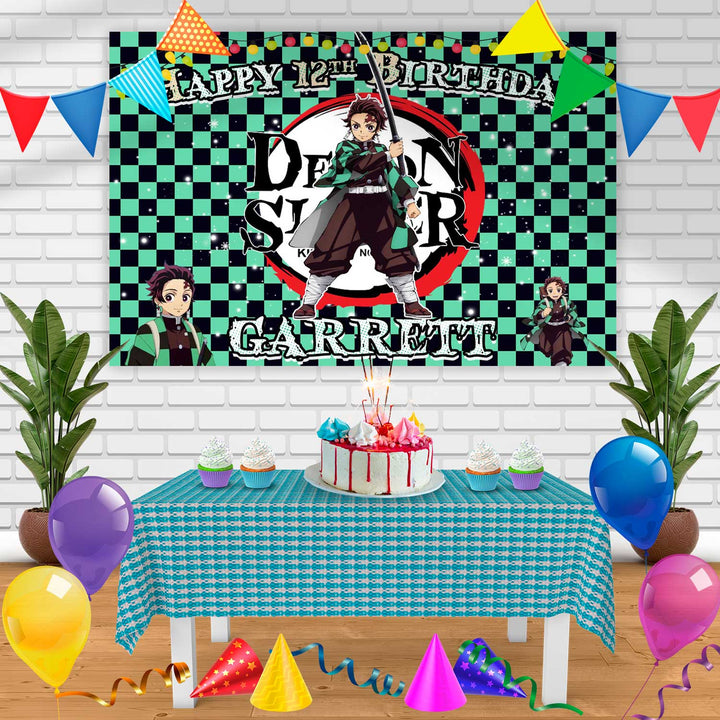 Tanjiro KamadoDemon Slayer Birthday Banner Personalized Party Backdrop Decoration