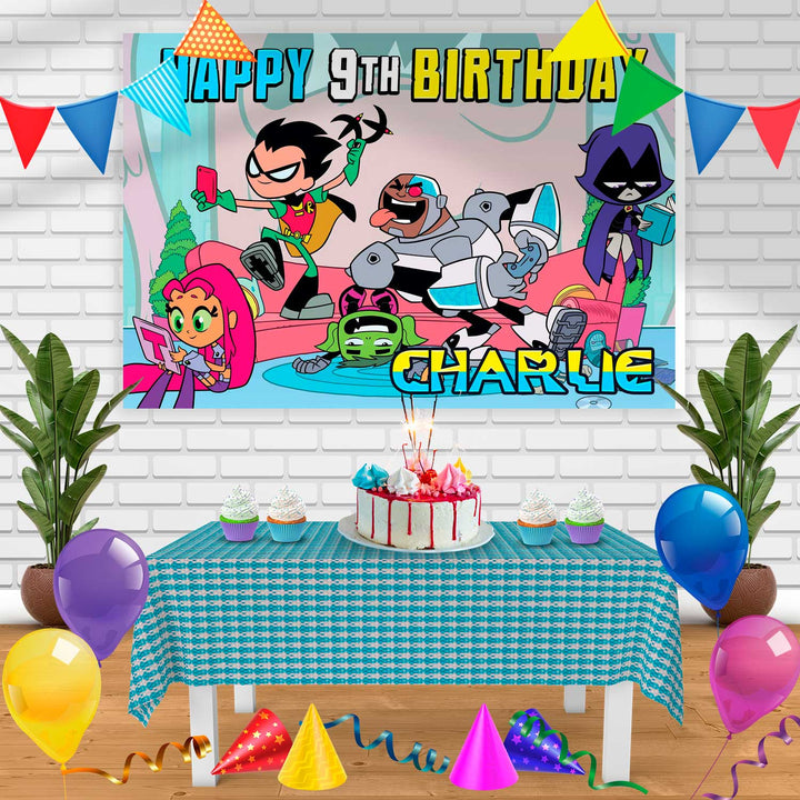 Teen Titans Go 1 Birthday Banner Personalized Party Backdrop Decoration