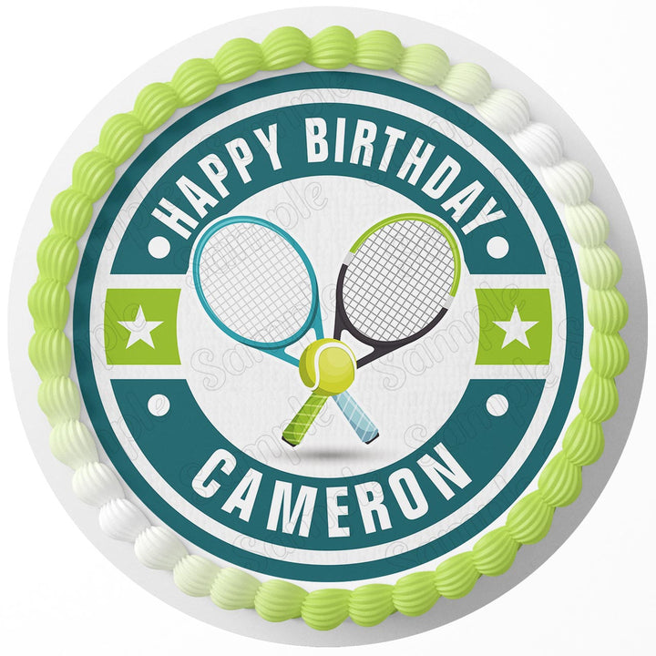 Tennis Rackets Ball Edible Cake Toppers Round