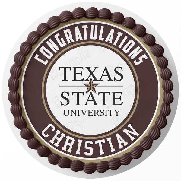 Texas State University Edible Cake Toppers Round