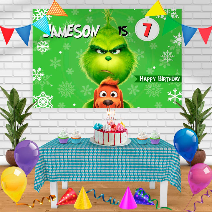 the grinch 2 Birthday Banner Personalized Party Backdrop Decoration