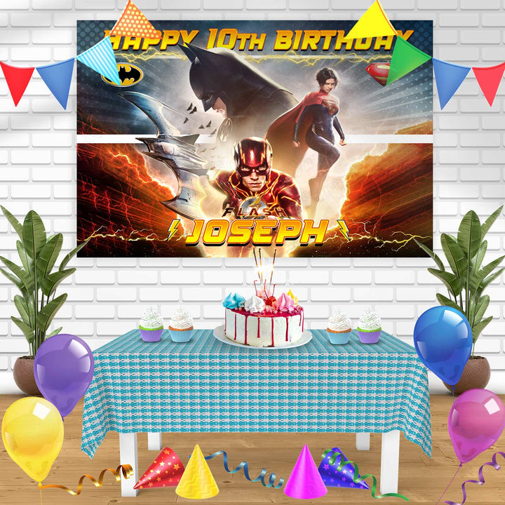The Flash Bn Birthday Banner Personalized Party Backdrop Decoration