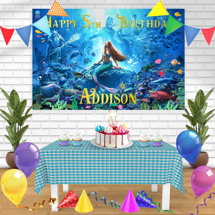 The Little Mermaid 2023 Bn Birthday Banner Personalized Party Backdrop Decoration