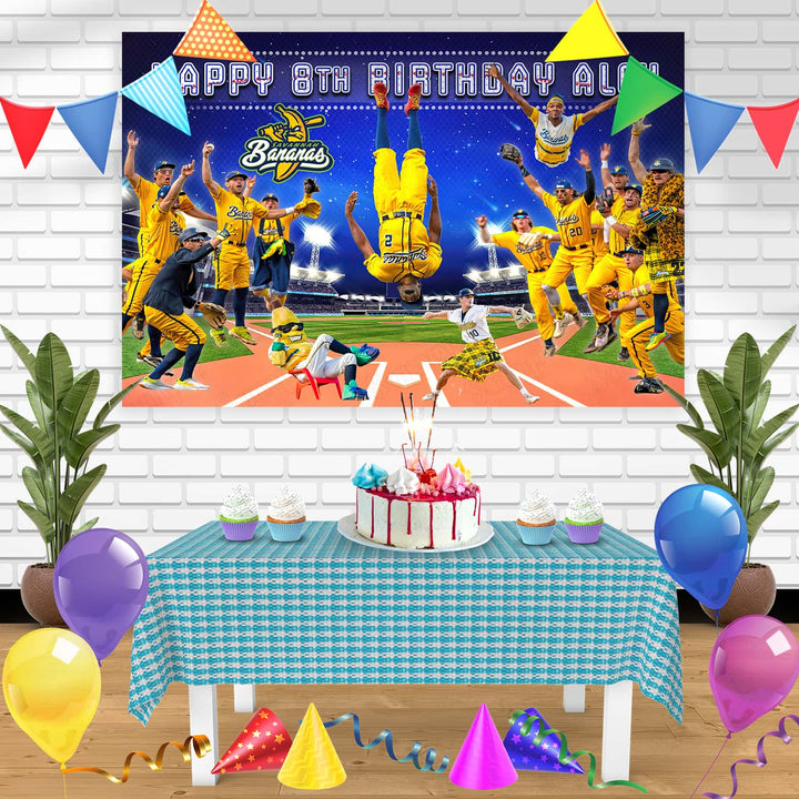 The Savannah Bananas Baseball Birthday Banner Personalized Party Backdrop Decoration