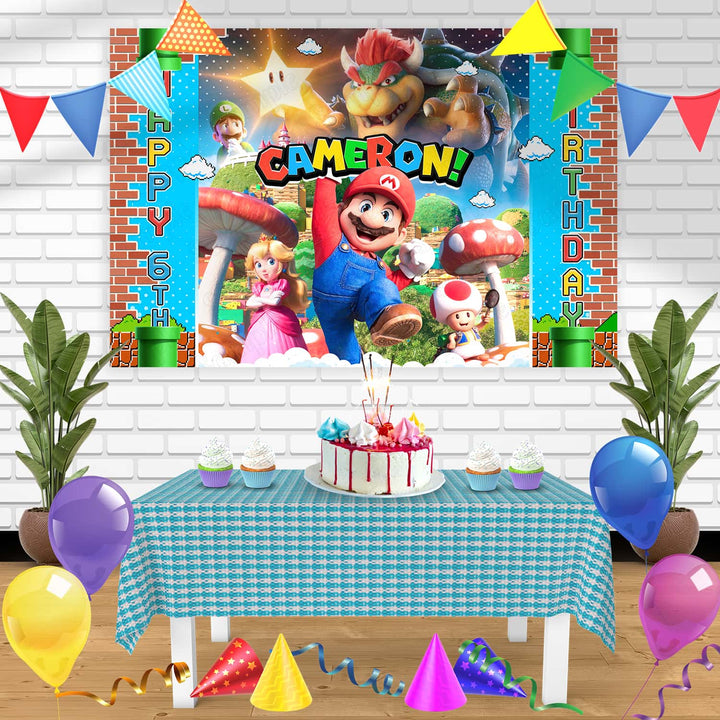 The Super Mario Bros Movie 2023 Luigi Birthday Banner Personalized Party Backdrop Decoration