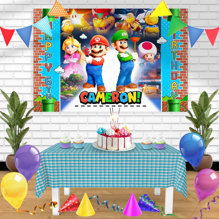 The Super Mario Bros Movie 2023 Toad Birthday Banner Personalized Party Backdrop Decoration