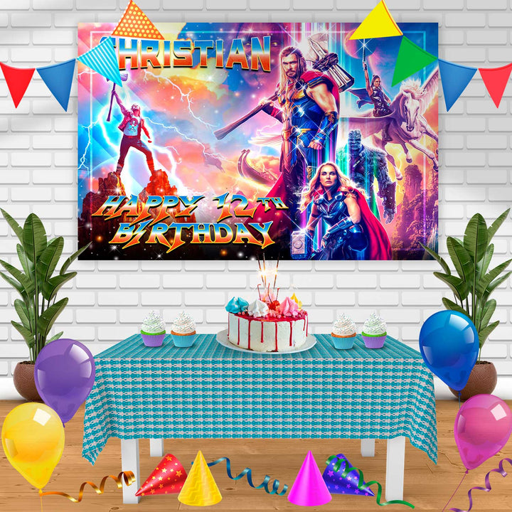 Thor Love And Thunder Birthday Banner Personalized Party Backdrop Decoration