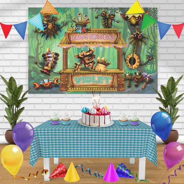 Tiki Tak Birthday Banner Personalized Party Backdrop Decoration