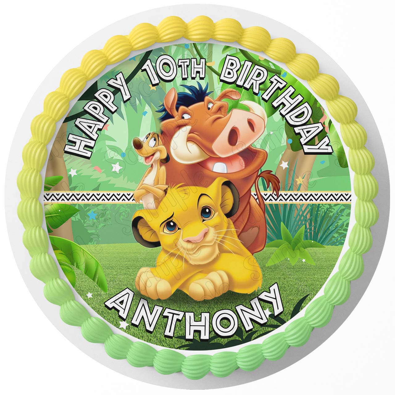 Timon Pumbaa Simba Edible Cake Toppers Round – Ediblecakeimage