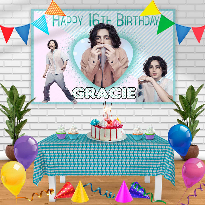 Timothee Chalamet Birthday Banner Personalized Party Backdrop Decoration