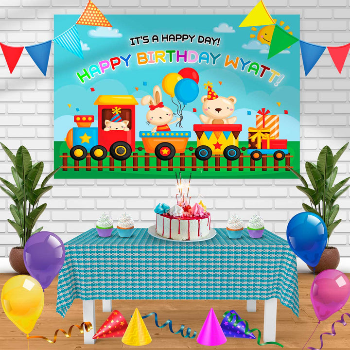Train Birthday Banner Personalized Party Backdrop Decoration