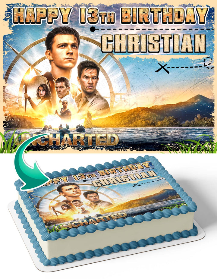 Uncharted Tom Holland Mar Wahlberg Edible Cake Toppers