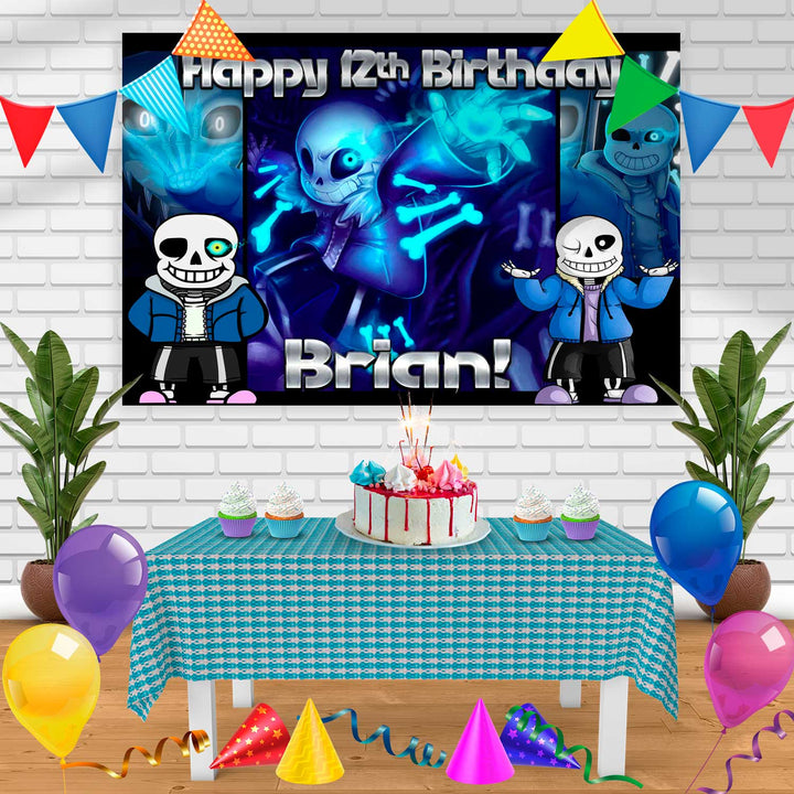 Undertale San Birthday Banner Personalized Party Backdrop Decoration