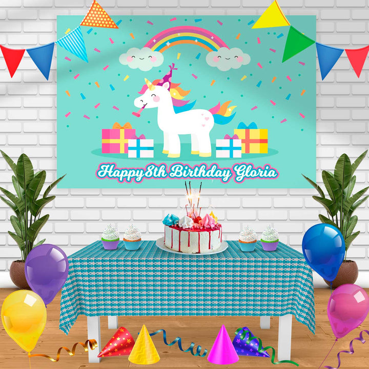 unicorn 1 Birthday Banner Personalized Party Backdrop Decoration