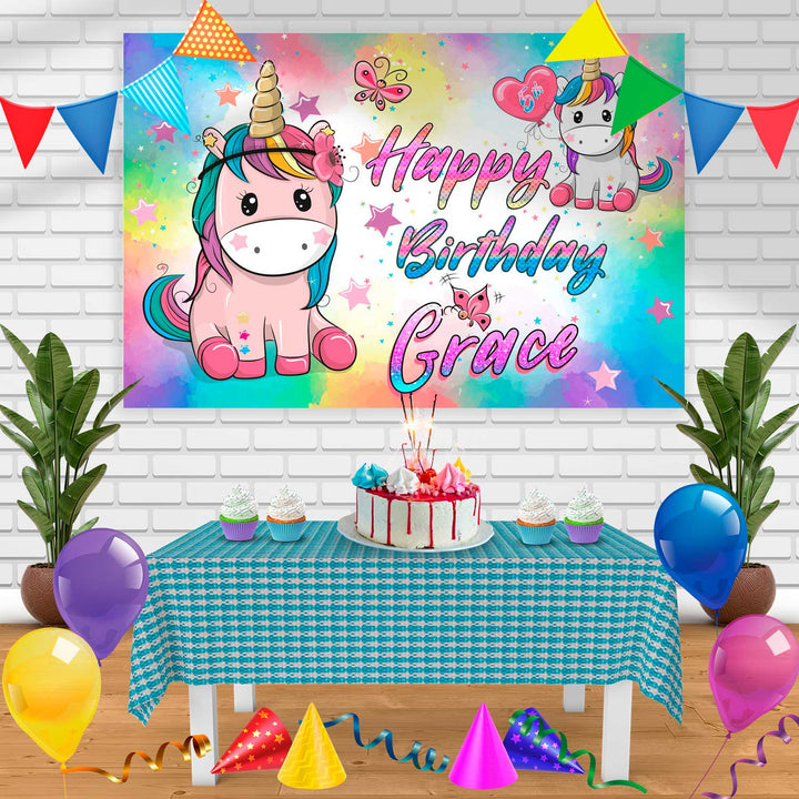 Unicorn 2 Birthday Banner Personalized Party Backdrop Decoration