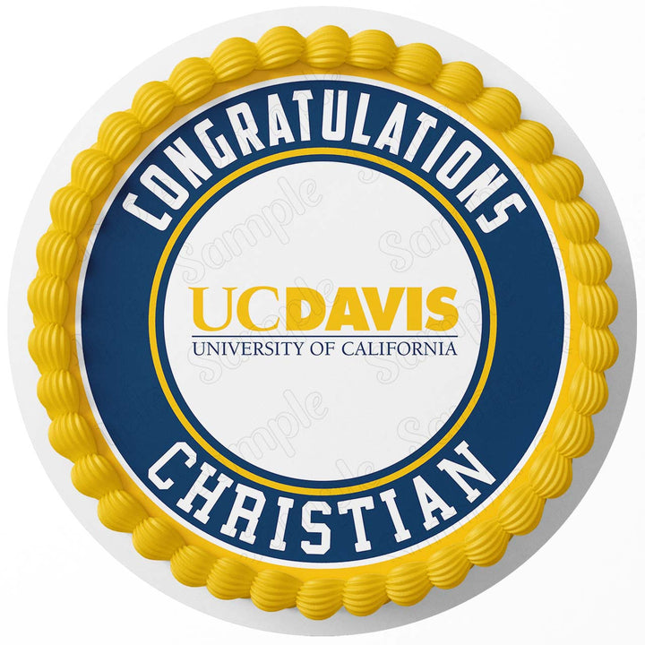 University of California Davis UCD Edible Cake Toppers Round