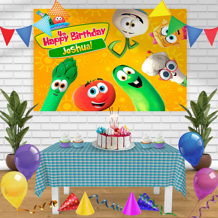 veggietales Birthday Banner Personalized Party Backdrop Decoration