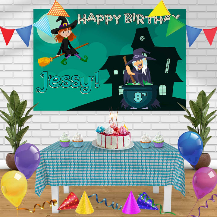 WITCH Birthday Banner Personalized Party Backdrop Decoration