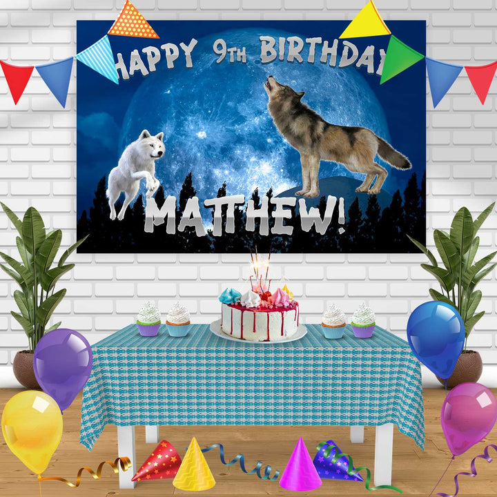 Wolf Birthday Banner Personalized Party Backdrop Decoration