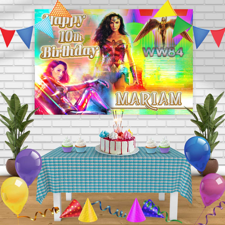 Wonder Woman 1984 Birthday Banner Personalized Party Backdrop Decoration