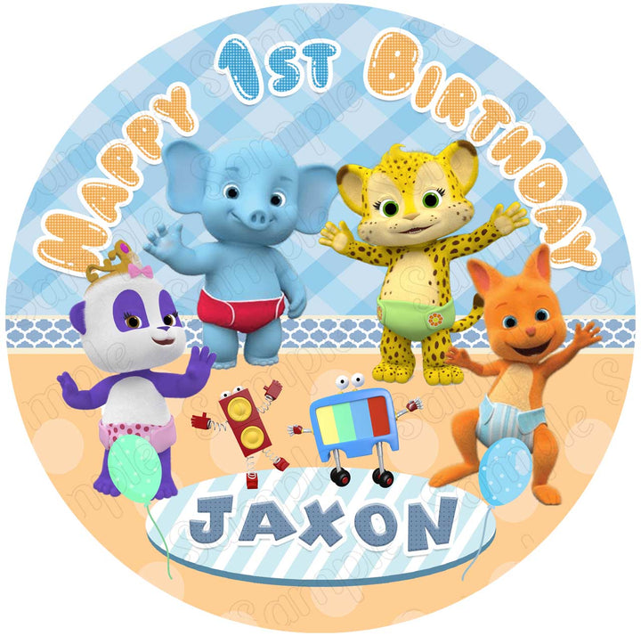 Word Party Baby Edible Cake Toppers Round