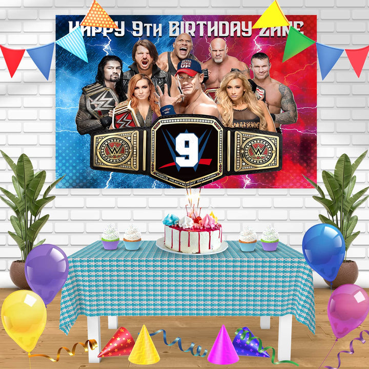 WWE Championship Title Belt Bn Birthday Banner Personalized Party Backdrop Decoration