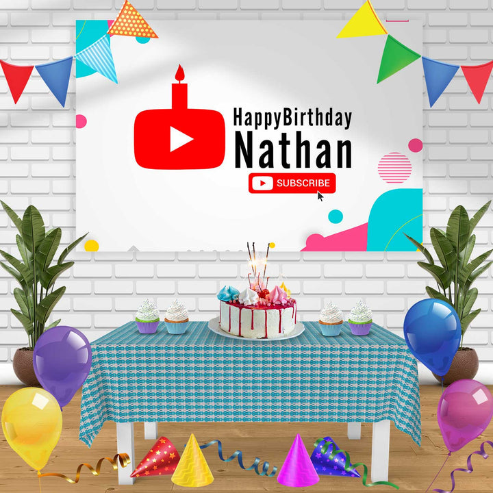 Youtube Birthday Banner Personalized Party Backdrop Decoration