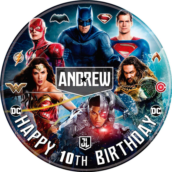 Zack Snyders Justice League Edible Cake Toppers Round