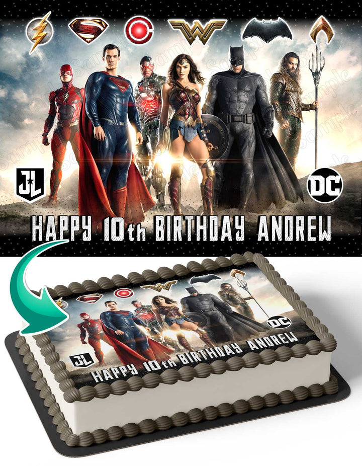 Zack Snyders Justice League Batman Aquaman Flash Edible Cake Toppers